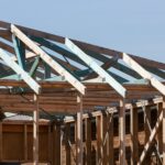 the roof of a house being built