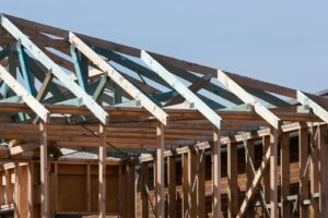 the roof of a house being built